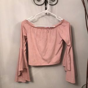 Blush crop flare sleeves